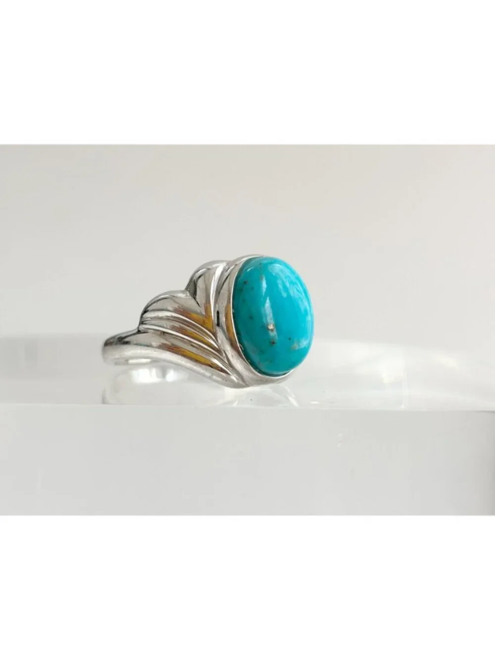 Sleeping Beauty Turquoise Stone Sterling Silver 925 Vintage Ring - sz 11.25